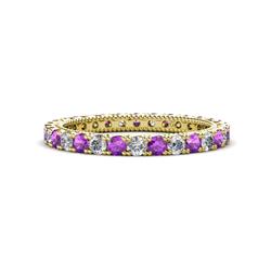 Ellen Amethyst and Diamond Eternity Band Amethyst and Diamond U Prong Womens Eternity Ring Stackable ctw K Yellow Gold