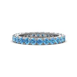 Ellen Blue Topaz Eternity Band Blue Topaz U Prong with Milgrain Womens Eternity Ring Stackable ctw K White Gold