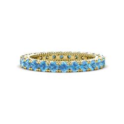Ellen Blue Topaz Eternity Band Blue Topaz U Prong with Milgrain Womens Eternity Ring Stackable ctw K Yellow Gold