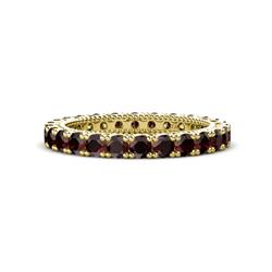 Ellen Red Garnet Eternity Band Red Garnet U Prong with Milgrain Womens Eternity Ring Stackable ctw K Yellow Gold