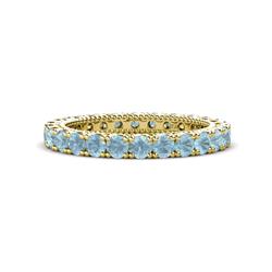 Ellen Aquamarine Eternity Band Aquamarine U Prong with Milgrain Womens Eternity Ring Stackable ctw K Yellow Gold