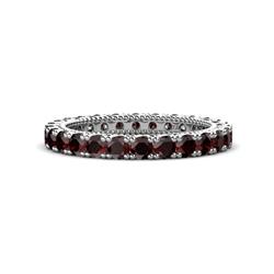 Ellen Red Garnet Eternity Band Red Garnet U Prong with Milgrain Womens Eternity Ring Stackable ctw Platinum