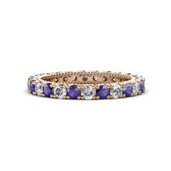 Ellen Iolite and Diamond Eternity Band Iolite and Diamond U Prong Womens Eternity Ring Stackable ctw K Rose Gold
