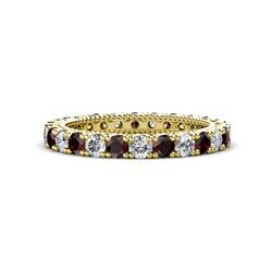Ellen Red Garnet and Diamond Eternity Band Red Garnet and Diamond U Prong Womens Eternity Ring Stackable ctw K Yellow Gold