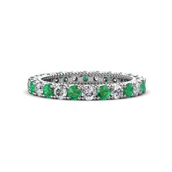Ellen Emerald and Diamond Eternity Band Emerald and Diamond U Prong Womens Eternity Ring Stackable ctw K White Gold