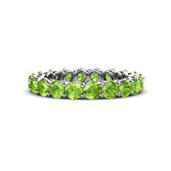 Tiffany Peridot Eternity Band Peridot Shared Prong Eternity Band with Side Gallery Work Carat tw Carat tw in K White Gold