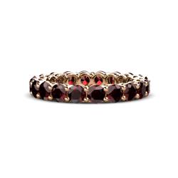 Tiffany Red Garnet Eternity Band Red Garnet Shared Prong Eternity Band with Side Gallery Work Carat tw Carat tw in K Rose Gold