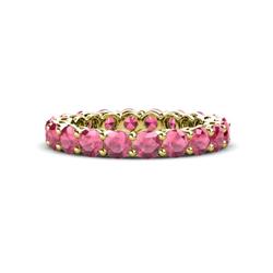 Tiffany Rhodolite Garnet Eternity Band Rhodolite Garnet Shared Prong Eternity Band with Side Gallery Work Carat tw Carat tw in K Yellow Gold