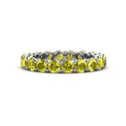 Tiffany Yellow Diamond Eternity Band Yellow Diamond Shared Prong Eternity Band with Side Gallery Work Carat tw Carat tw in K White Gold
