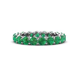 Tiffany Emerald Eternity Band Emerald Shared Prong Eternity Band with Side Gallery Work Carat tw Carat tw in Platinum