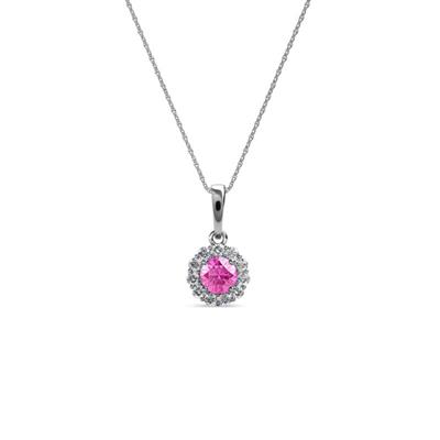 Shanon Pink Sapphire and Diamond Halo Pendant