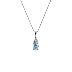 Clarice Aquamarine and Diamond Pendant Oval Aquamarine and Diamond Womens Pendant Necklace ctw K White GoldIncluded Inches K White Gold Chain