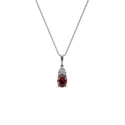 Clarice Red Garnet and Diamond Pendant Oval Red Garnet and Diamond Womens Pendant Necklace ctw K White GoldIncluded Inches K White Gold Chain