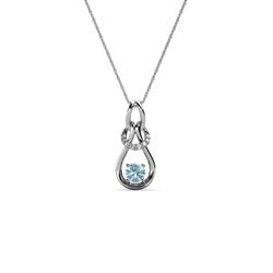 Neoma Aquamarine and Diamond Love Knot Slider Pendant Aquamarine and Diamond Love Knot Womens Slider Pendant ctw K White GoldIncluded Inches K White Gold Chain