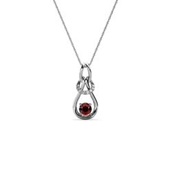Neoma Red Garnet and Diamond Love Knot Slider Pendant Red Garnet and Diamond Love Knot Womens Slider Pendant ctw K White GoldIncluded Inches K White Gold Chain