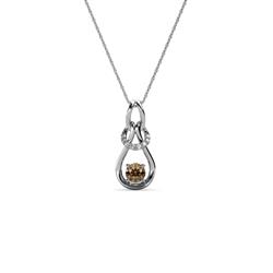 Neoma Smoky Quartz and Diamond Love Knot Slider Pendant Smoky Quartz and Diamond Love Knot Womens Slider Pendant ctw K White GoldIncluded Inches K White Gold Chain