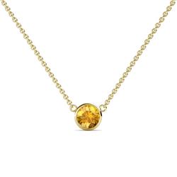 Merilyn Round Citrine Bezel Set Solitaire Pendant Round Citrine Bezel Set Womens Solitaire Pendant Necklace ct K Yellow GoldIncluded Inches K Yellow Gold Chain