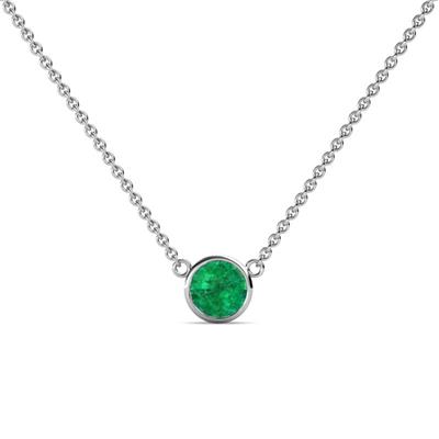 Merilyn Round Emerald Bezel Set Solitaire Pendant