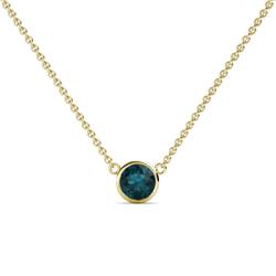 Merilyn Round London Blue Topaz Bezel Set Solitaire Pendant Round London Blue Topaz Bezel Set Womens Solitaire Pendant Necklace ct K Yellow GoldIncluded Inches K Yellow Gold Chain