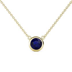 Merilyn ct Round Blue Sapphire Bezel Set Solitaire Pendant Round Blue Sapphire Bezel Set Womens Solitaire Pendant Necklace in K Yellow GoldIncluded Inches K Yellow Gold Chain