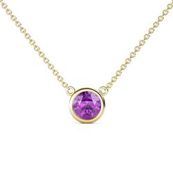 Merilyn ct Round Amethyst Bezel Set Solitaire Pendant Round Amethyst Bezel Set Womens Solitaire Pendant Necklace in K Yellow GoldIncluded Inches K Yellow Gold Chain