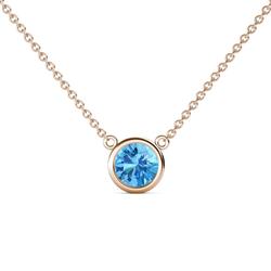 Merilyn ct Round Blue Topaz Bezel Set Solitaire Pendant Round Blue Topaz Bezel Set Womens Solitaire Pendant Necklace in K Rose GoldIncluded Inches K Rose Gold Chain