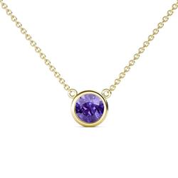 Merilyn ct Round Iolite Bezel Set Solitaire Pendant Round Iolite Bezel Set Womens Solitaire Pendant Necklace in K Yellow GoldIncluded Inches K Yellow Gold Chain