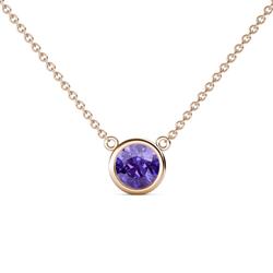 Merilyn ct Round Iolite Bezel Set Solitaire Pendant Round Iolite Bezel Set Womens Solitaire Pendant Necklace in K Rose GoldIncluded Inches K Rose Gold Chain