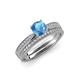 4 - Sian Blue Topaz and Diamond Bridal Set Ring 