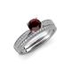 4 - Sian Red Garnet and Diamond Bridal Set Ring 