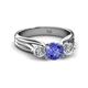 2 - Alyssa 6.40 mm Tanzanite and Diamond Three Stone Ring 