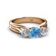 2 - Alyssa 6.40 mm Blue Topaz and Diamond Three Stone Ring 
