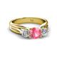 2 - Alyssa 6.40 mm Pink Tourmaline and Diamond Three Stone Ring 