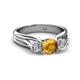 2 - Alyssa 6.40 mm Citrine and Diamond Three Stone Ring 