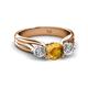 2 - Alyssa 6.40 mm Citrine and Diamond Three Stone Ring 