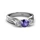 2 - Alyssa 6.40 mm Iolite and Diamond Three Stone Ring 