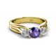 2 - Alyssa 6.40 mm Iolite and Diamond Three Stone Ring 