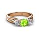 2 - Alyssa 6.40 mm Peridot and Diamond Three Stone Ring 