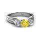 2 - Alyssa 6.00 mm Yellow Sapphire and Diamond Three Stone Ring 