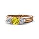 1 - Alyssa 6.00 mm Yellow and White Diamond Three Stone Ring 