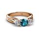 2 - Alyssa 6.40 mm London Blue Topaz and Diamond Three Stone Ring 