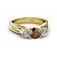 2 - Alyssa 6.40 mm Smoky Quartz and Diamond Three Stone Ring 