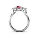 4 - Alyssa Rhodolite Garnet and White Sapphire Three Stone Engagement Ring 