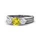 1 - Alyssa Yellow Diamond and White Sapphire Three Stone Engagement Ring 