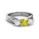 2 - Alyssa Yellow Diamond and White Sapphire Three Stone Engagement Ring 