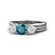 1 - Alyssa London Blue Topaz and White Sapphire Three Stone Engagement Ring 