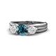 1 - Alyssa Blue Diamond and White Sapphire Three Stone Engagement Ring 