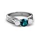 2 - Alyssa Blue Diamond and White Sapphire Three Stone Engagement Ring 