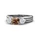 1 - Alyssa Smoky Quartz and White Sapphire Three Stone Engagement Ring 