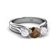 2 - Alyssa Smoky Quartz and White Sapphire Three Stone Engagement Ring 